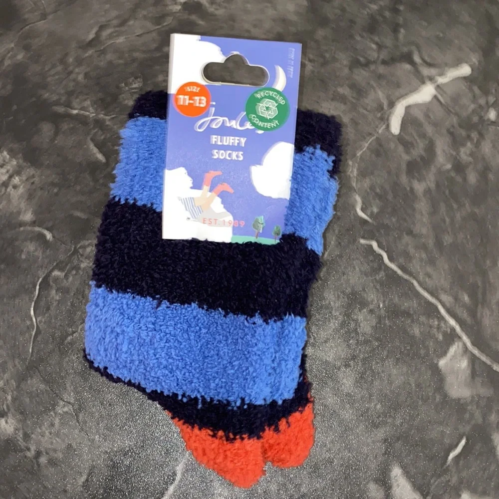 JOULES FLUFFY CHILDRENS SOCK: STRIPES SIZE 11-13
